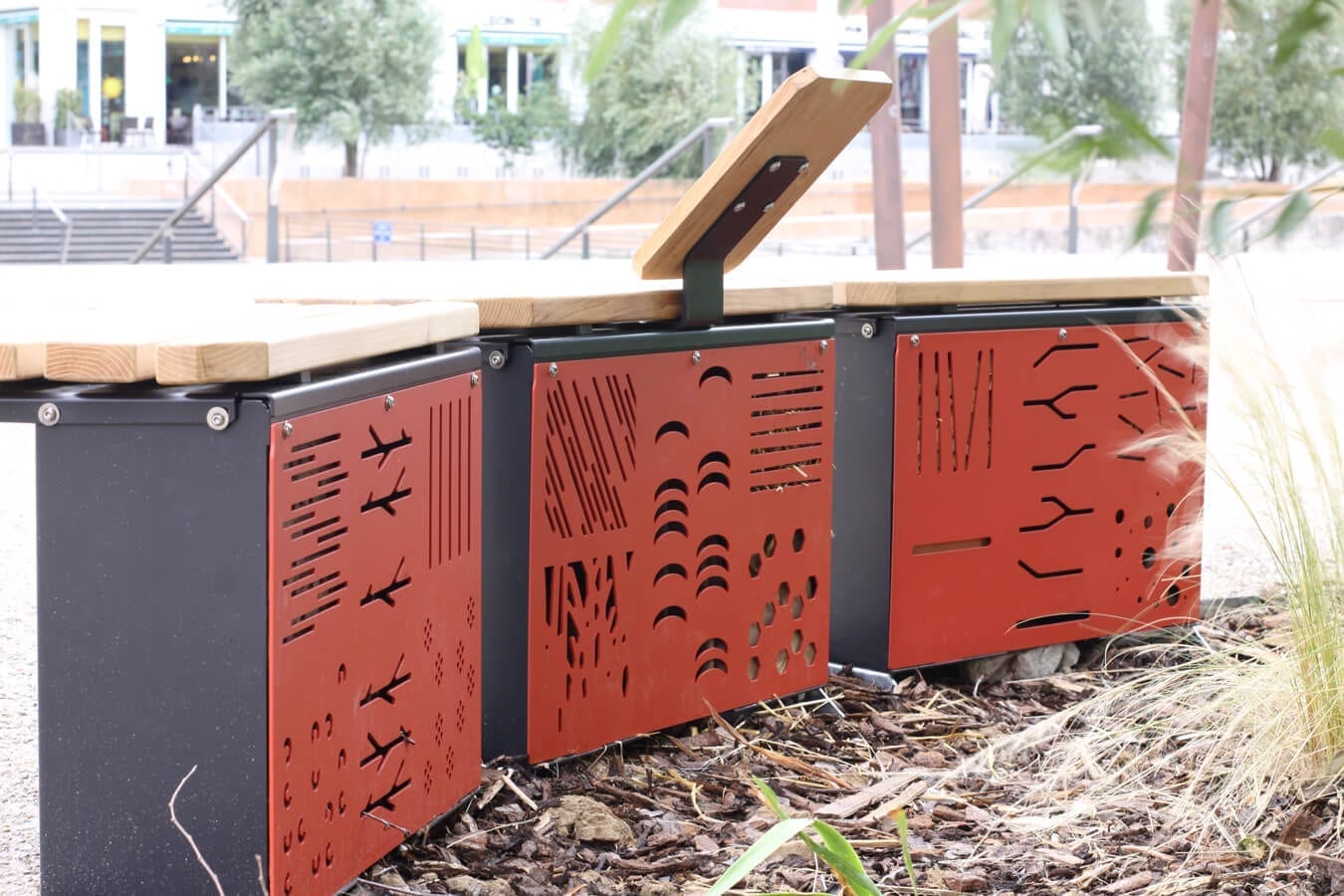 Cliché d'un banc Refuge installé dans la ville de Strasbourg en 2019